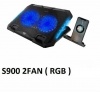 Đế Tản Nhiệt Laptop S900 2 Quạt Lớn Siêu Mát Có Đèn Led 7 Màu 2 Bên Quạt