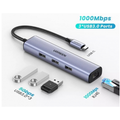 Bộ chuyển đổi  Type C sang 3 × USB 3.0 + RJ45 Ugreen 20920