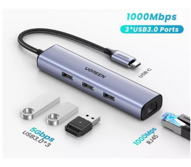 Bộ chuyển đổi  Type C sang 3 × USB 3.0 + RJ45 Ugreen 20920